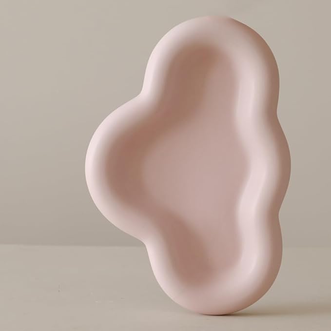 Chubby Jewelry Tray, Cute Cloud Trinket Dish (Matte Soft Pink)