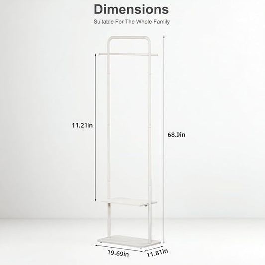 Clothing Rack, White Metal Freestanding Coat Rack, Modern Coat Rack Stand with Marble Base, Small Garment Rack for Boutiques, Entryway (White, 19.7")