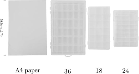 OALCQ 24 Grids Plastic Organizer Box With Dividers Clear Craft Storage Bead Organizer Box Earring Travel Pill Jewelry Organizers Storage Boxes Screw Seed Small Parts Hair Tie