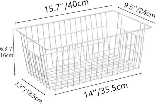 Slideep Farmhouse Freezer Baskets Organizer Storage Bins Large Organizer Baskets for Storage, Office, Bathroom, Pantry Organization Storage Bins Rack with Handles 6 Pack