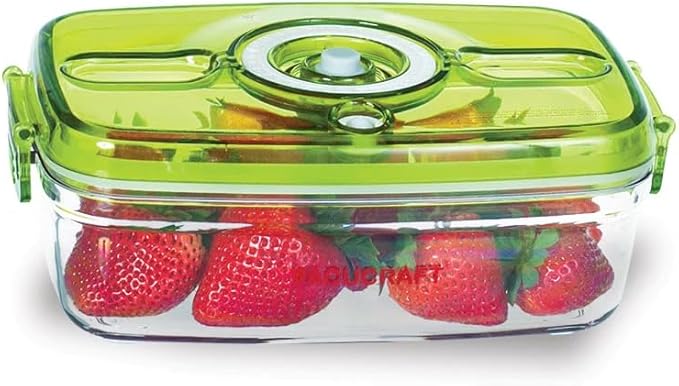 Vacucraft Plastic Food Storage Containers with Airtight Lids - Rectangle Food Storage Containers with Lids - Great for Vegatables, Fruits and Meats - Keeps Food Fresh - Vacuum Seal Containers for Food
