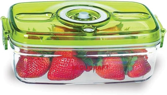 Vacucraft Plastic Food Storage Containers with Airtight Lids - Rectangle Food Storage Containers with Lids - Great for Vegatables, Fruits and Meats - Keeps Food Fresh - Vacuum Seal Containers for Food