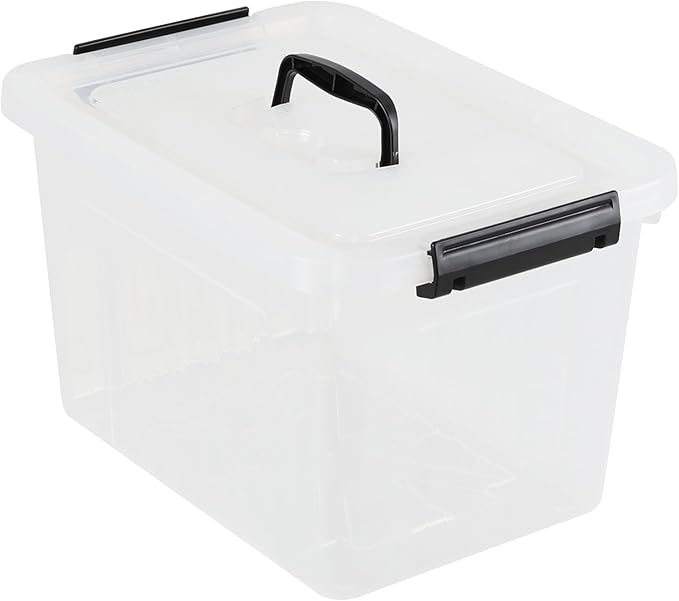 Afromy 6-Pack 12 Quart Latching Box, Clear Storage Bins with Lids, Stackable Storage Containers for Home Pantry Office Organization