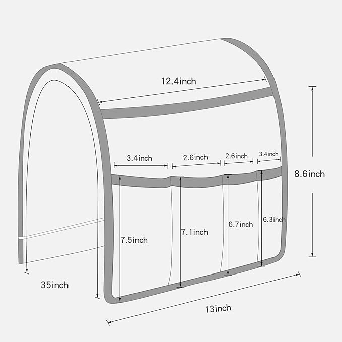 NB Sofa Armrest Organize remote holder bedside caddy organizer with 5 pockets,non-slip couch remote control holder couch armchair caddy accessories (Brown, 35"x12.4")
