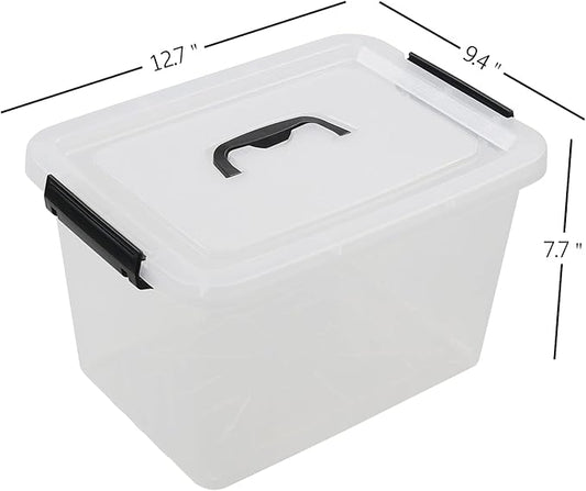 Zopnny 6-Pack 12 Quart Latch Box, Stackable Organizer Bins with Latching Lids, Clear Plastic Organization Containers for Closet, Bedroom, Shelving Units and Everyday Home Storage