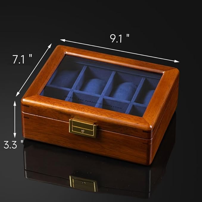 Bescott Solid Wood Watch Box 8 Slots With Glass Lid Walnut Collection Case For Men Women Luxury Wooden Display Organizer Storage Holder