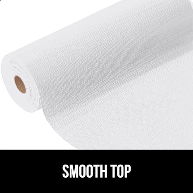 GORILLA GRIP DripGuard Shelf Liner, Non Adhesive Drawer and Kitchen Cabinet Protector, Slip Resistant BPA Free Smooth Surface Plastic Liners for Cabinets, Bathrooms, Closets, 12x240 Inch, White