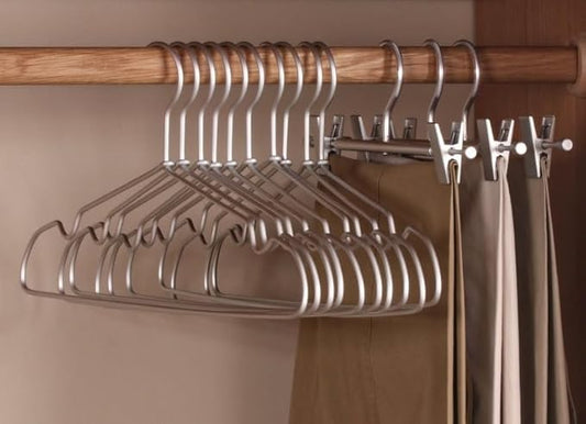 Premium Matte Silvery Aluminum Coat Hangers 20 Pack, 16.2” Extra Smooth & Durable Metal Shirt Dress Hanger,Aluminum Alloy Hanger,Clothing Support,Clothing Hang