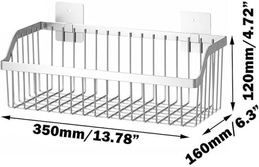 Hanging Kitchen Baskets, Storage Spice Shelf, Wall Mount Storage Baskets, SUS304 Stainless Steel Basket for Kitchen, Bathroom, Storage, 4 Pack, L 11.8Inch, D 6.3Inch, H 4.75Inch