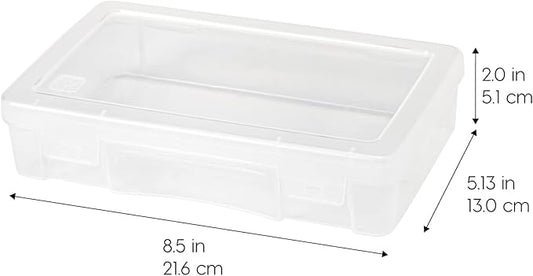 IRIS USA Pencil Case Boxes, 6-Pack, |Made in USA|, Plastic Bead Organizing Containers with Snap Lid for Arts, Crafts, Ephemera, Stickers, & Dance Cheer, Clear - Medium