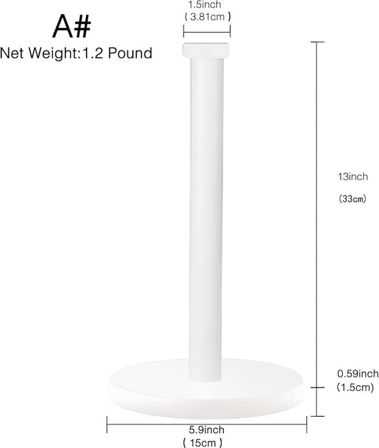 White Paper Towel Holder - Countertop Standing Holder for Kitchen