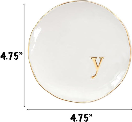 COLLECTIVE HOME - Ceramic Jewelry Tray, Decorative Trinket Dish for Rings Earrings Necklaces Bracelet Watch Keys, Birthday Mother's Day Christmas Gift for Women, 4.75", Glossy (y)
