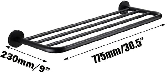 Hotel Towel Racks for Bathroom Wall Mounted, 30 Inch Towel Shelf for Bathroom, 2-Tier Bathroom Towel Rack, Black