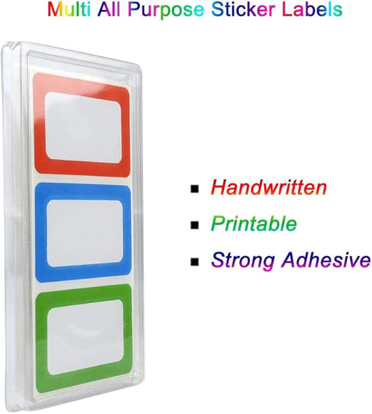 Plain Name Tag Stickers Colorful Border Name Tag Labels - 200 Stickers (3.5 x 2.25 inch)