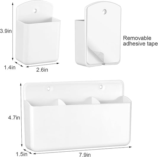 12 Pcs Remote Control Holders Wall Mount Self Adhesive Controller Holder Universal Wall TV Remote Phone Pen Holder Storage Accessories for Home Office School(White)