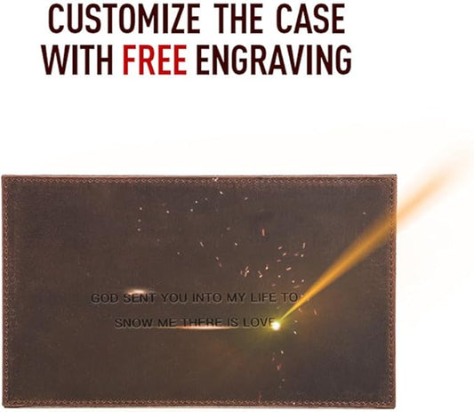 EURYNOME Genuine Leather Pen Display Case, Personalized Pen Stand for Desk
