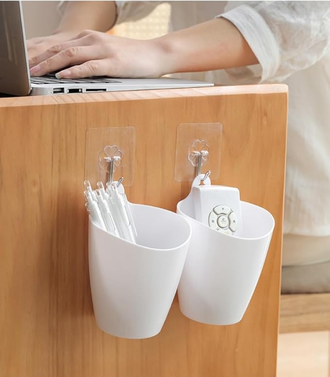 yaocoral 3 Pack Wall Toothbrush Holder for Bathroom Shower Organizer Hanging Cup Holder for Tooth Brush,Electric Toothbrush,Toothpaste,Razor,Makeup Brush,Pen,Adhesive Bucket Wall Organizer