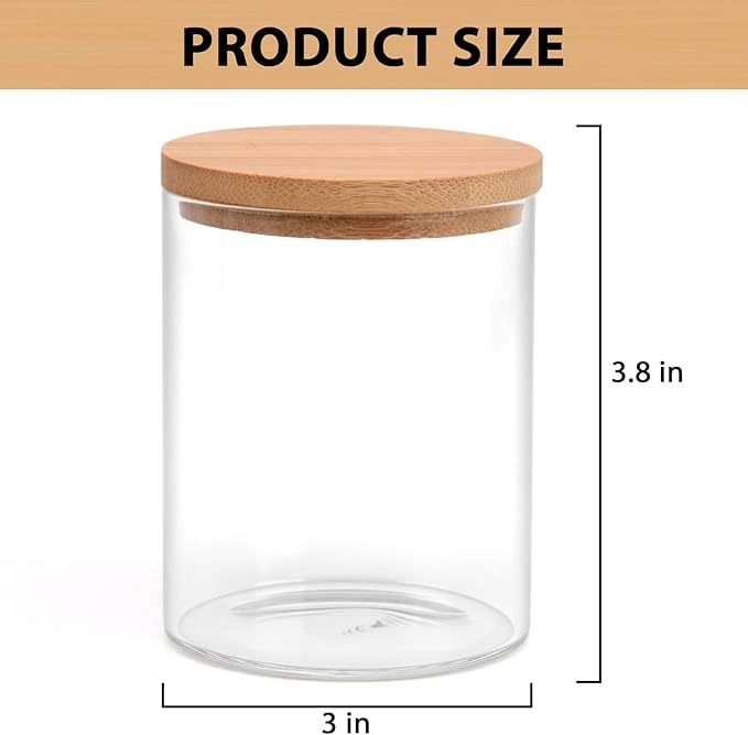 BKYFPQ 2 Pack Glass Qtip Holder Dispenser Set - Apothecary Jars with Lids - Vanity Makeup Organizer and Bathroom Canister Storage Organizer for Cotton Ball, Swab, Round Pads,Floss