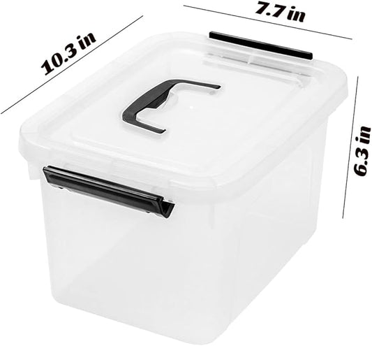 JUJIAJIA 6 Quart Clear Storage Latch Box/Bins, 6-Pack Plastic Container with Latches and Lid