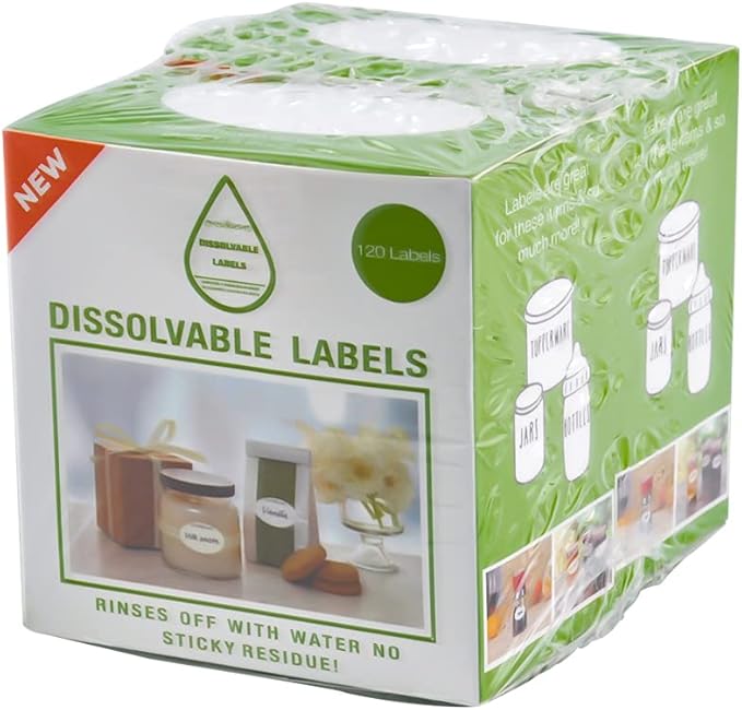 L LIKED 240 Stickers Dissolvable Food Labels for Containers 1 1/2" x 2 1/2" Canning Labels for Jars (Roll of 120) (2 Rolls)