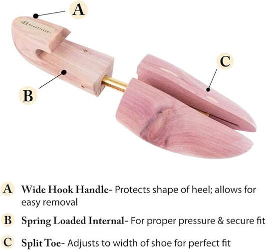 Cedar Shoe Trees for Men, Wide Heel Split Toe, Aromatic Cedar Boot Tree - DW29, 2-Pack