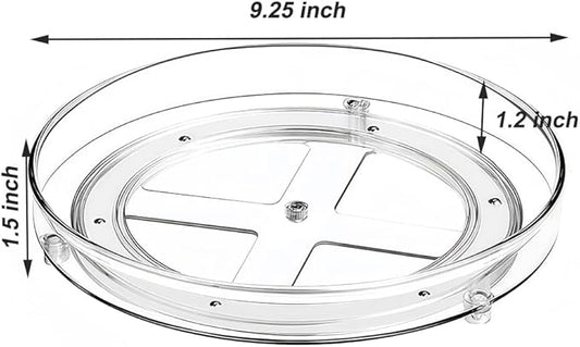 2 Pack Clear Lazy Susan Turntable Organizer, 9.25Inch 360 Rotating Makeup Organizer for Vanity, Desktop Cosmetics Display Cabinet and Perfume Organizer for Small Spaces in Kitchen, Bathroom, Dorm