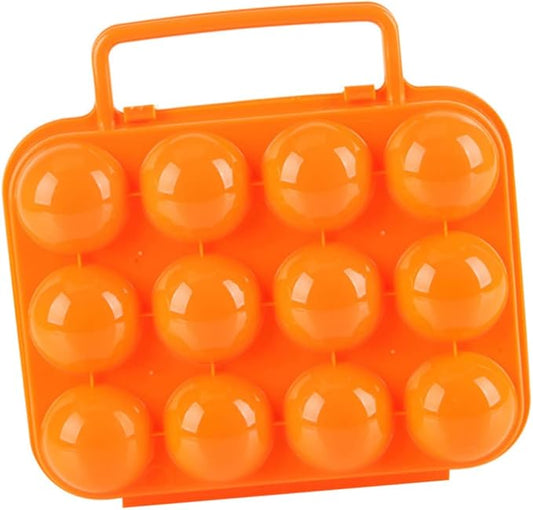 GLEAVI 2pcs Portable Folding Handle Carrier Holder for Eggs Storage Box for Kitchen and Outdoor Use Orange for Camping and Picnics
