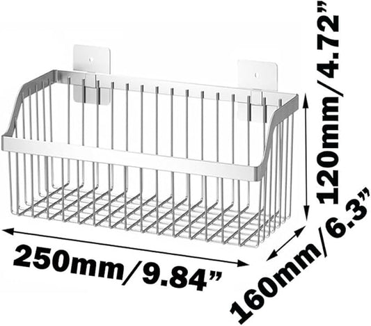 SUS304 Stainless Steel Hanging Storage Baskets Organizer Wall Mount, Metal Wire Storage Bin Rack for Kitchen Bathroom Shower Spice Shelf,L 9.84 Inch