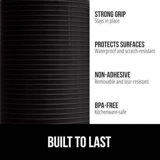 GORILLA GRIP DuraGuard Shelf Liner, 20x20 Non-Adhesive Cabinet Liners for Kitchen Drawers, Shelves, Refrigerator, Pantry Storage, Bathroom Closet, Durable Waterproof BPA Free Ribbed Plastic, Jet Black