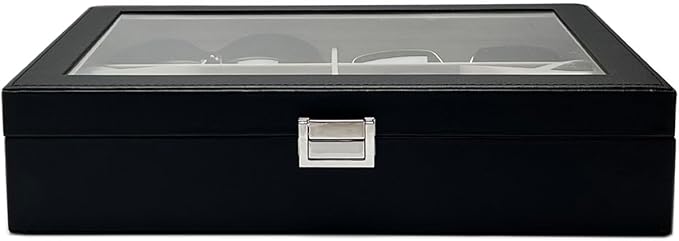 UnionPlus 8-Slots Sunglasses Case Organizer, Eyeglass Glasses Display Holder Collector, Multiple Sunglasses Storage Case, Black