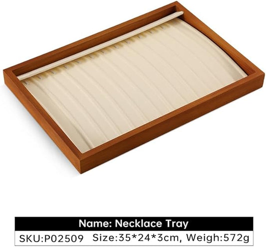 Yinbeini Necklace Organizer, Wood Jewelry Tray,White Necklace Display For Selling,Premium Stackable Jewelry Organizer Trays