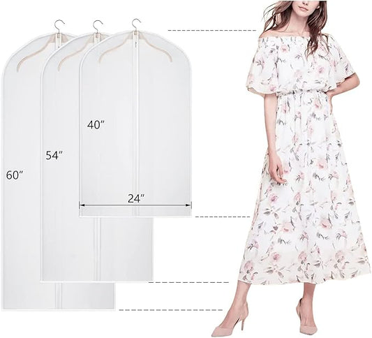 Kntiwiwo Clear Garment Bags for Closet Storage Suit Bag Set of 8 Hanging Clothes Cover Dress Bag Dust-Proof with Zipper for Suit, Coat, Long Dresses Clothes Storage 24” x60”