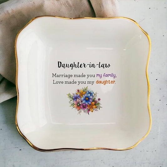Clover89 Wedding Ring Dish Jewelry Trinket Tray for Daughter-in-lawfrom Mother of the Bride Groom-Engagement,Bridal Shower,Bachelorette Gifts for Bride form Mother-in-law