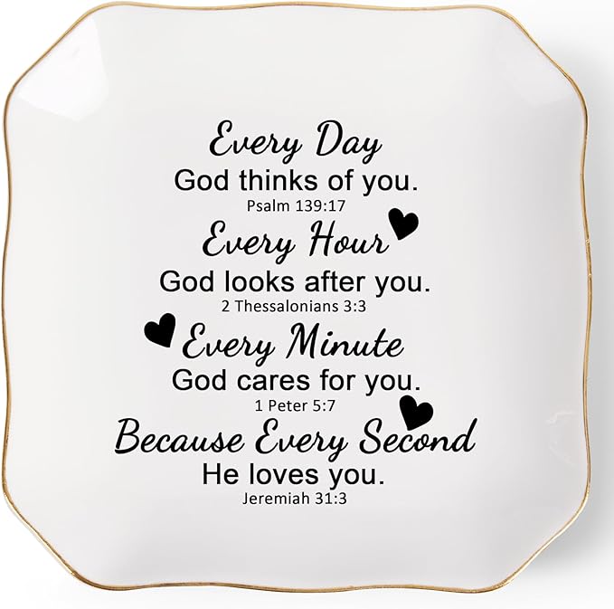 Jelershy Christian Gifts for Women Jewelry Dish, Inspirational Religious Spiritual Gifts for Women Birthday Christmas Mothers Day Faith Baptism Bible Gift