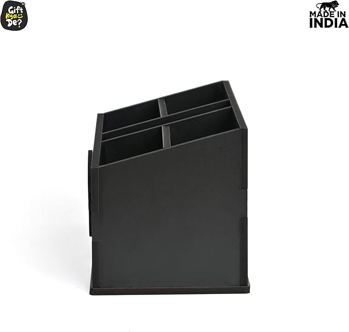 GKD wooden Remote Stand with 5 Sections | Remote Holder for Living Room, TV, and AC | Stationary Organizer | 5 in 1 | Ideal for Home and Office (Black Rajasthan)