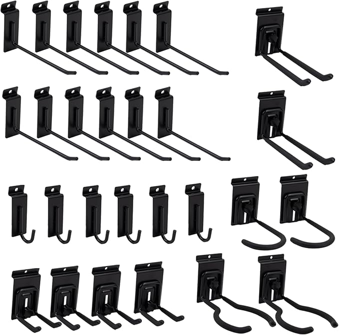 Slat Wall Paneling with 28 Garage Hooks Heavy Duty PVC Wall Panel Grey Slatwall Panel with Locking Slatwall Hook Slatwall with Bike Hooks Power Tool Organizer