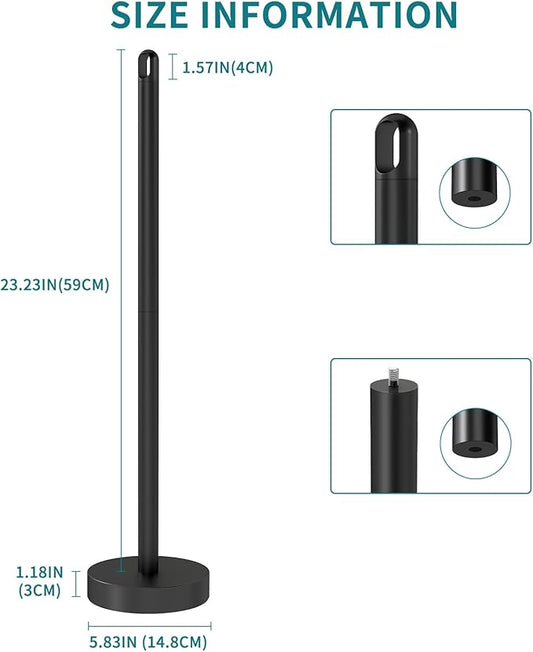 Toilet Paper Holder Stand, Free Standing Tissue Paper Roll Storage Holder with Reserve for Bathroom Countertop with Stainless Steel Heavy Weighted, 1Pack Matte Black