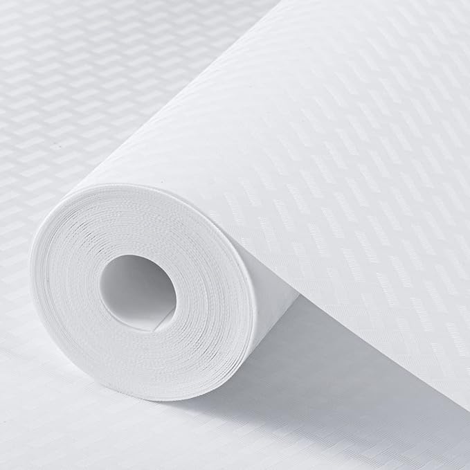 Shelf Liner for Kitchen Cabinets White Liner Waterproof & Oil-Proof Refrigerator Liners Cupboard Liner EVA Material Drawer Mats Non Adhesive Fridge Liner 17.5 x 157.4 Inches
