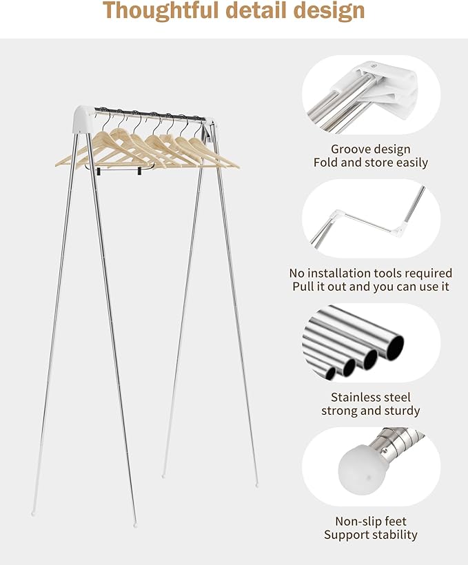 Travel Garment Rack ,Portable and Foldable,Folding Clothes Rack for Dance,Travel,Camping, Drying,RV, Indoor,Outdoor. A Collapsible Mini Clothing Rack.