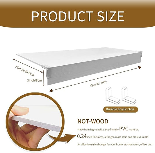 Wire Shelf Cover, Wire Rack Covers for Pantry,4 Pcs PVC Wood-Look Faux Wood Shelf Liners,33x16 Inch,0.24inch Thick for Home and Kitchen Organization