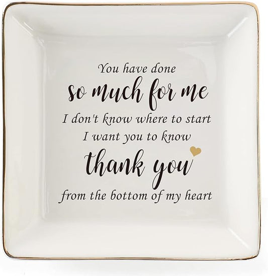 HOME SMILE Thank You Gifts for Women-Ceramic Ring Dish Jewelry Tray-Appreciation,Birthday,Friendship Presents for Friends-Thankful Gifts for Coworker, Mom,Teacher