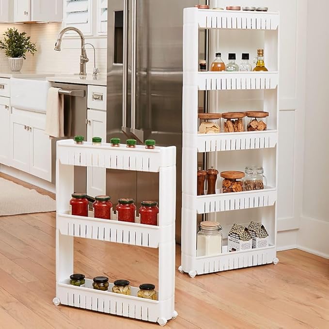 The Lakeside Collection Slim Rolling Storage Kitchen Cart Utility Cart Plastic - 5 Tier
