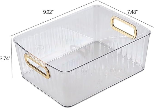Ziglous Clear Plastic Organizing Bins, Plastic Pantry Storage Baskets for Fridge, 6-Packs