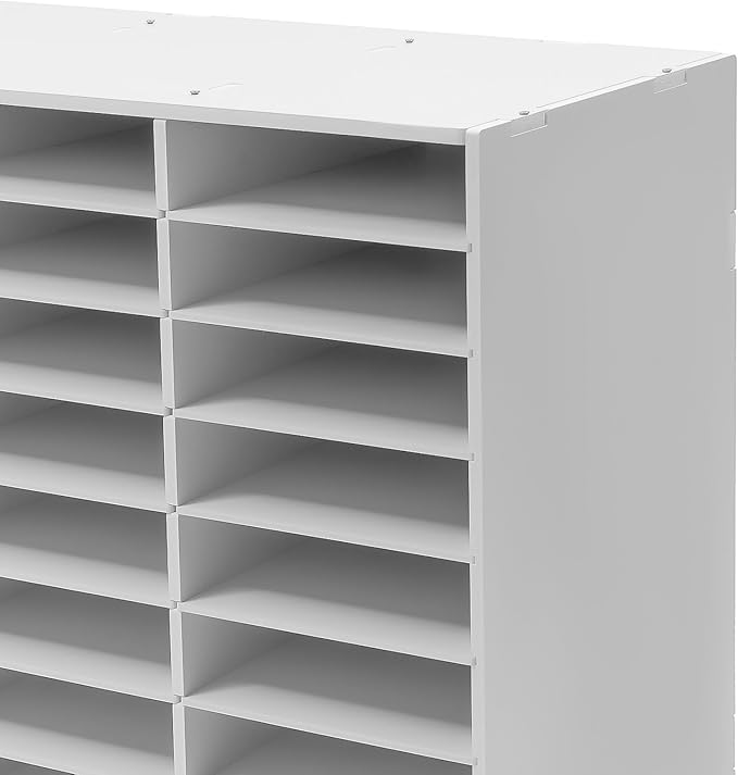 Literature Organizer Sorter,Desktop File Sorter Mail Center Magazine Paper Storage PVC Board File Holder Mailbox Student Classroom Keepers for Home&Office (White, 36 Slots)