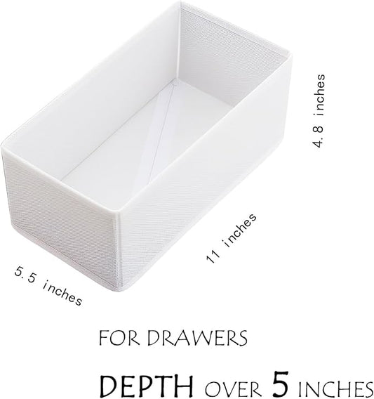 Sock Underwear Drawer Organizer 3-Pack Raw White - Foldable Small Storage Bins for Bras & Baby Clothes, 11" Fabric Dividers for Closet