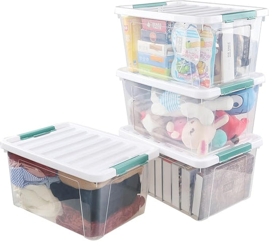 Quickquick 36 Quart Latch Clear Storage Tote, Plastic Storage Bin with Latching Lid, 6 Packs