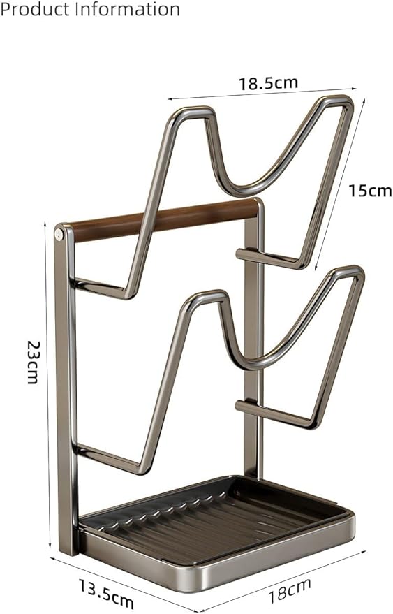 EHZBRCN 1Pc Kitchen Pot Lid Storage Rack, 2026 New Multifunctional Pot Lid Holder with Tray, Double-Layer Pots Lids Pan Organizer, Carbon Steel Kitchen Organizer Stand for Stove Top