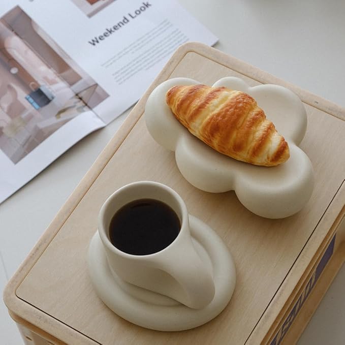 WENSHUO Cube Cloud Jewelry Tray, Chubby Trinket Dish, Matte Crème