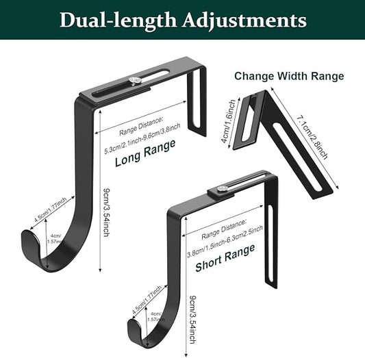 Yinsiskyer Adjustable Over The Door Hooks, Premium Metal Hooks for Hanging, Heavy Duty Door Coat Hangers and Towel Door Hangers, Cubicle Hook fits 1 3/8" to 3 1/2" Longer Panels for Wreath,Black,5 Pcs