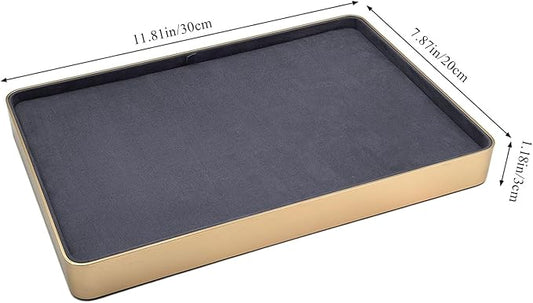 Metal Jewelry Tray, Valet Tray, Bedside Table and Desktop Organizer. It is Stackable and can be Used to Display Watches, Rings, Earrings and Bracelets(Blue)